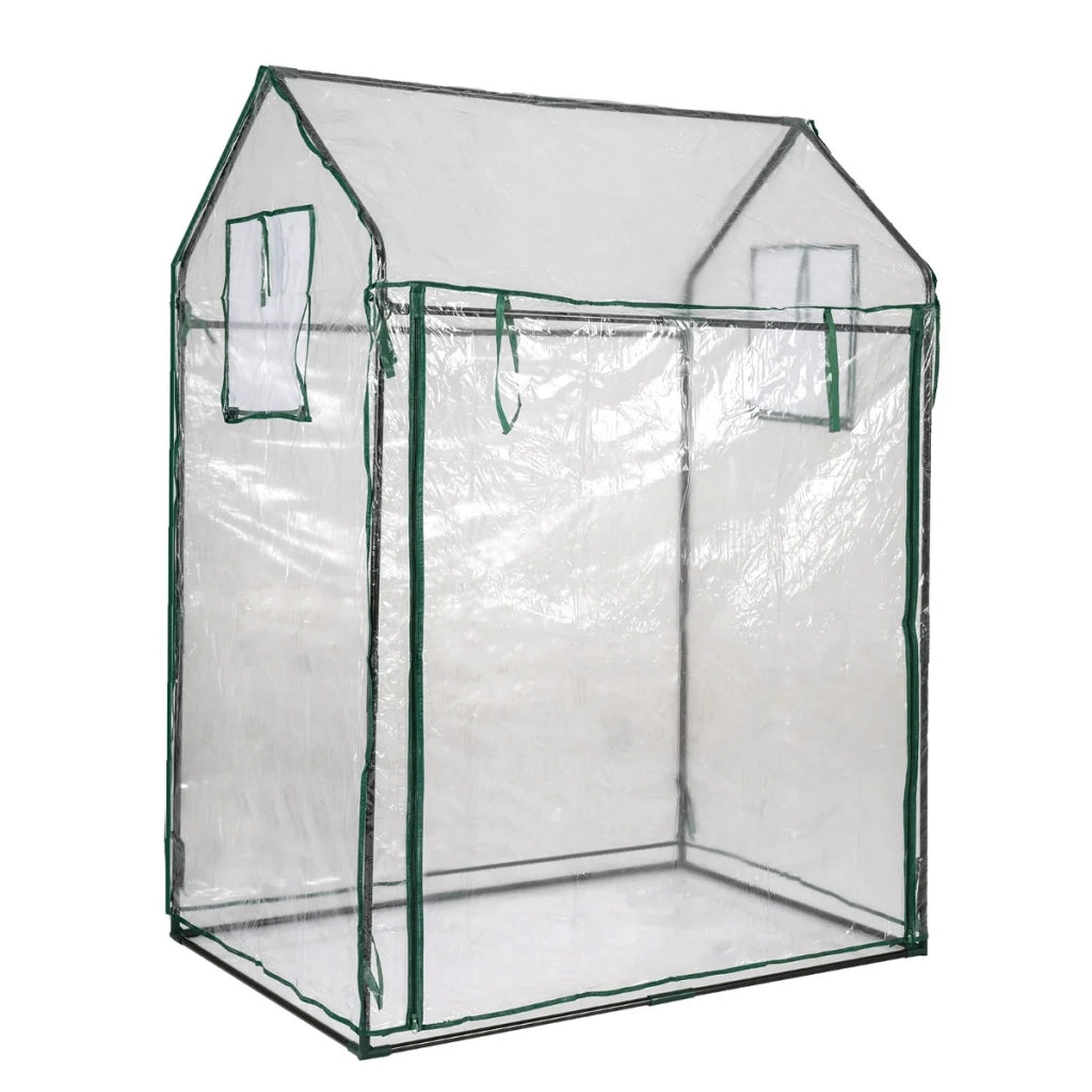 Mini serra per pomodori 129 x 80 x 173 cm protezione per tutte le stagioni ventilazione ottimale realizzata in PVC nero trasparente 20_0018800