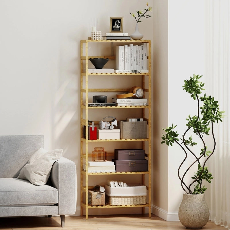 LIBRERIA a 6 livelli 60x26x161 cm Bambù Naturale