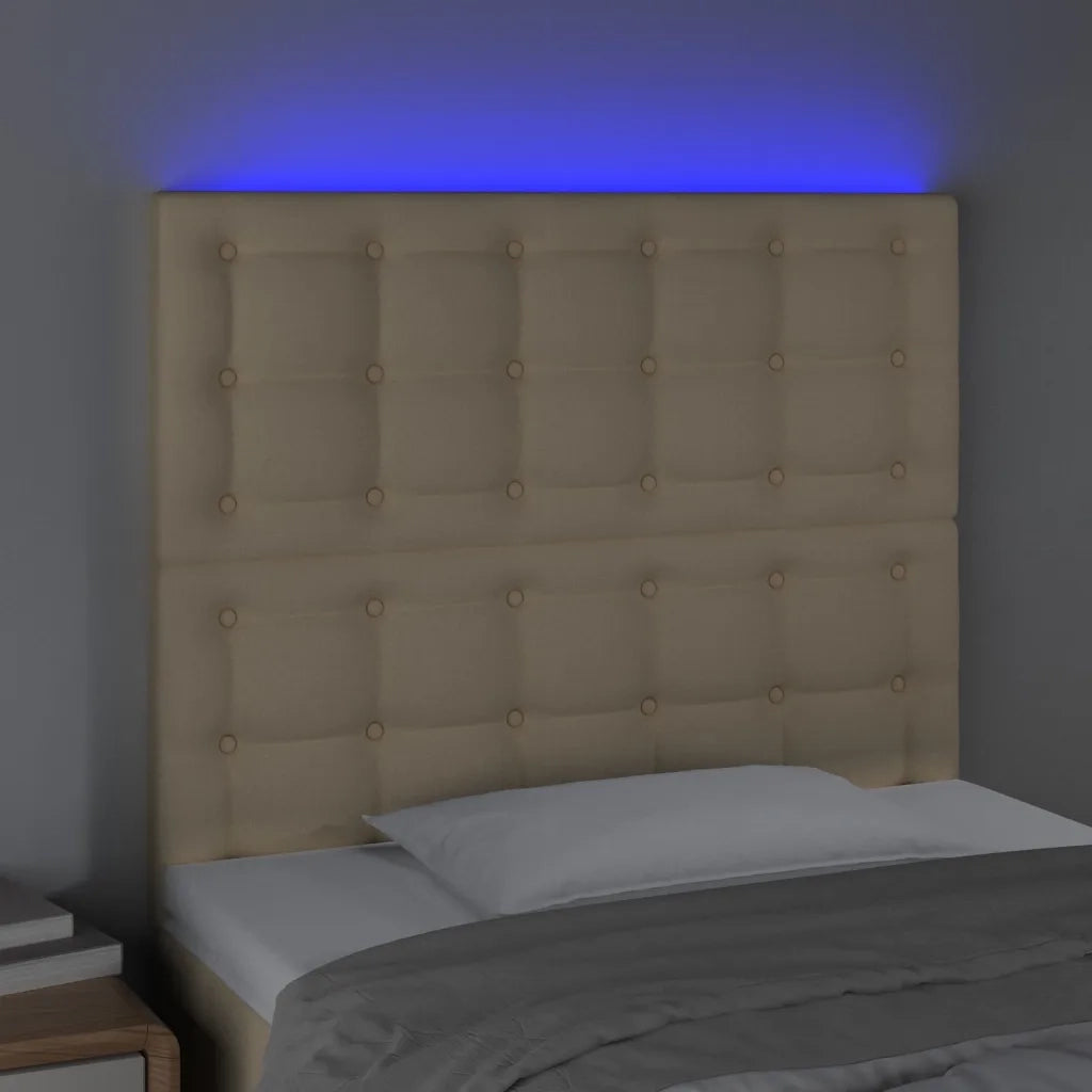 Testiera a LED-Testata con LED Crema 100x5x118/128 cm in Tessuto 111012