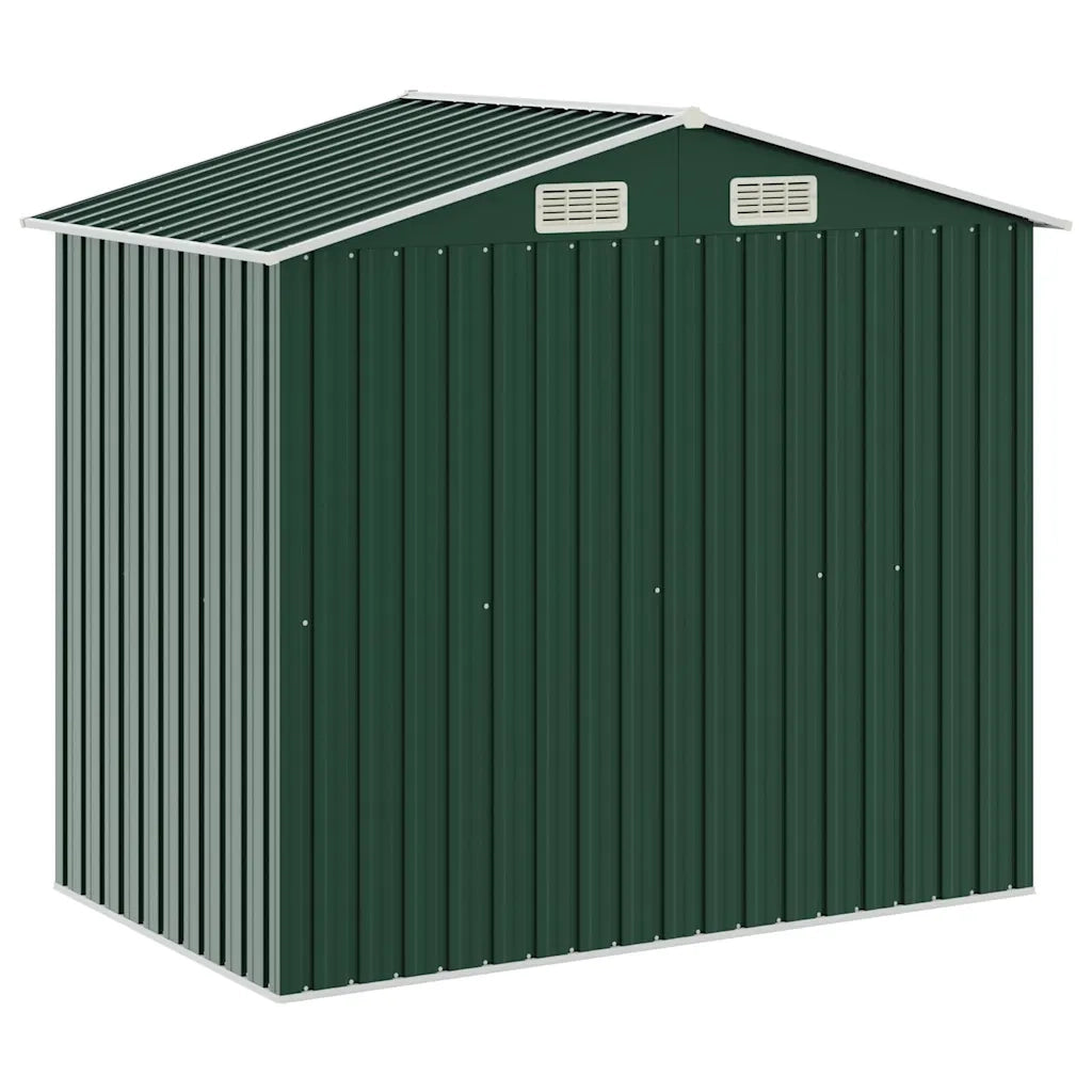 Capanno da Giardino con Scaffali Verde 205x130x183 cm in Ferro