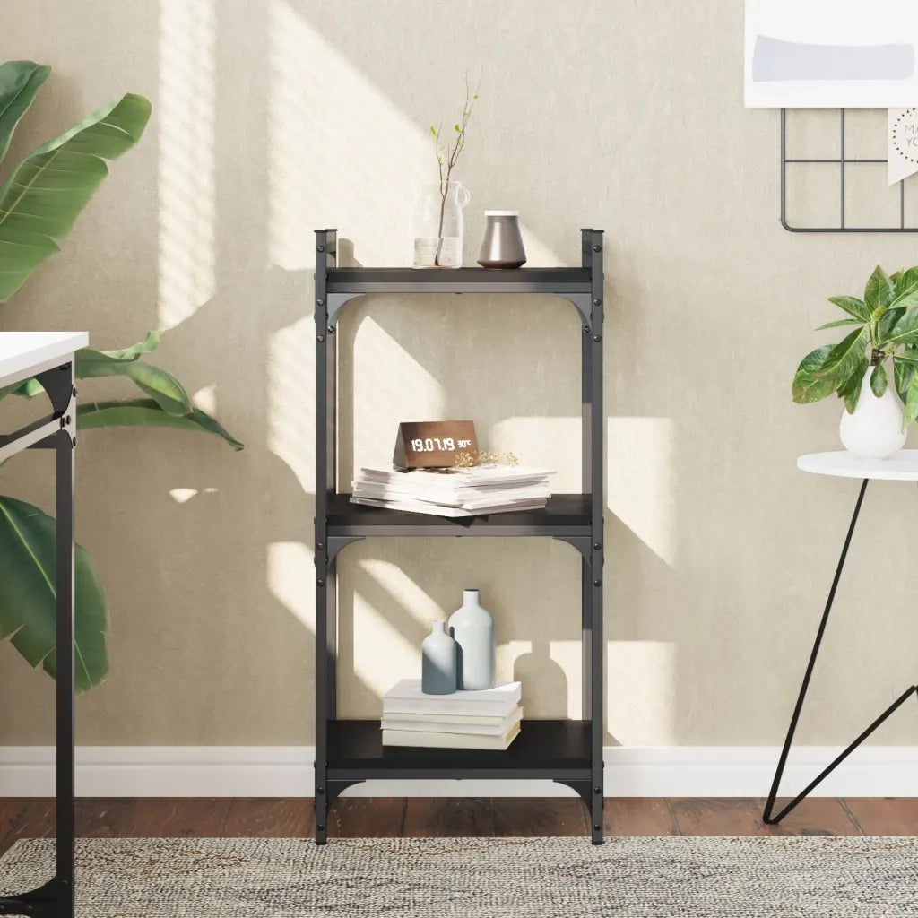 Libreria a 3 Ripiani Nera 40x30x86 cm in Legno Multistratocod mxl 132531