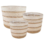 Cesti per piante in erba marina 3 pcs Naturale, Bianco e Beige 42012252