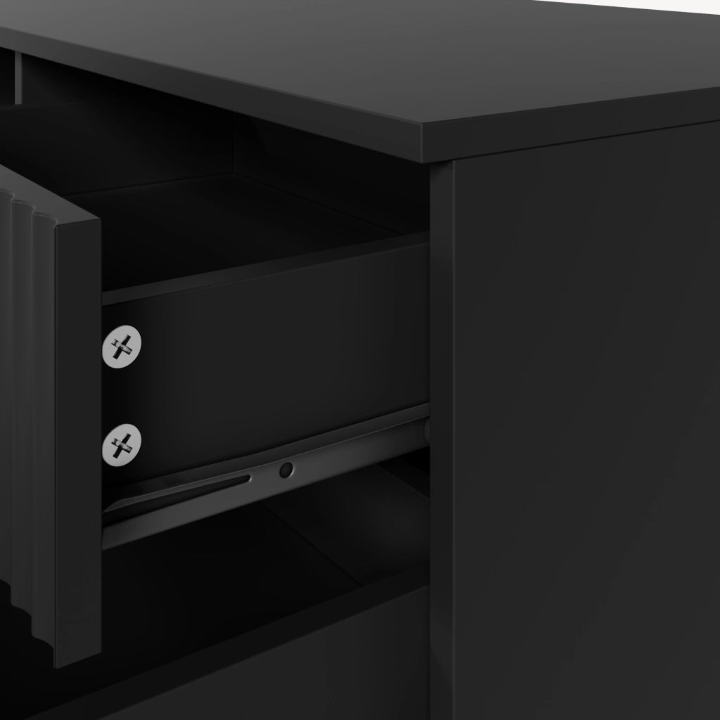 Tavolino da Salotto Nand con 2 Cassetti e 3 Scomparti Aperti 100 x 50 x 45 cm - Nero [en.casa]