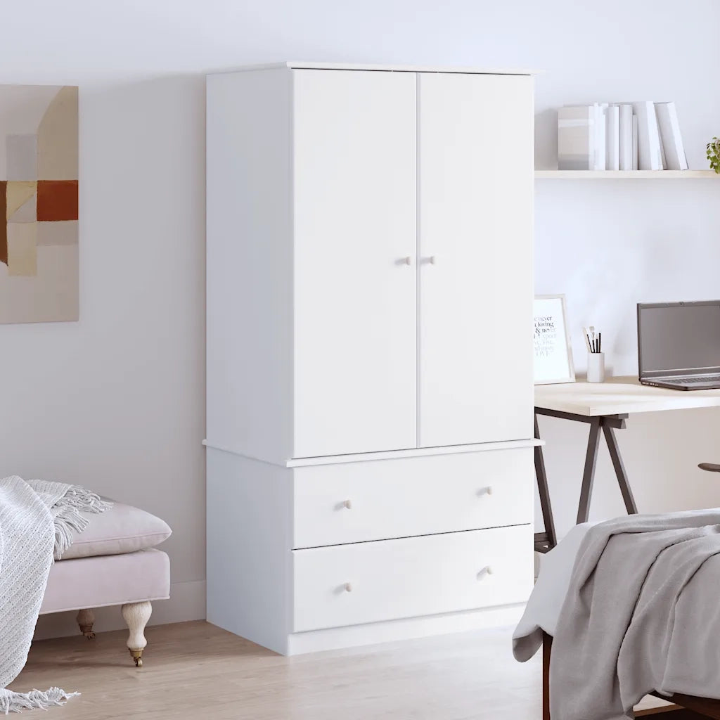 Armadio ALTA Bianco 90x55x170 cm in Legno Massello di Pino 353930
