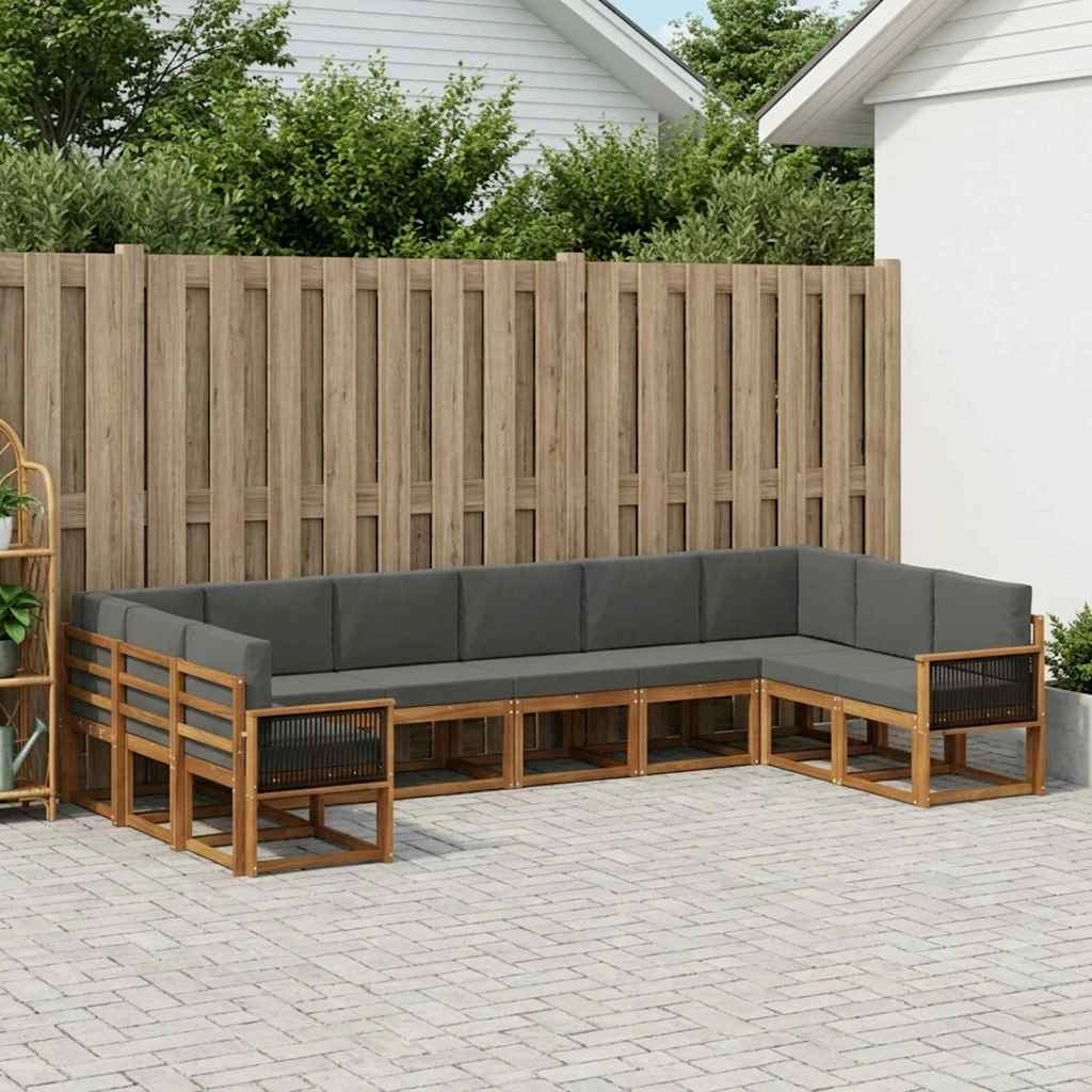 Set di divani da esterno 10 pz Naturale e Antracite 3385573