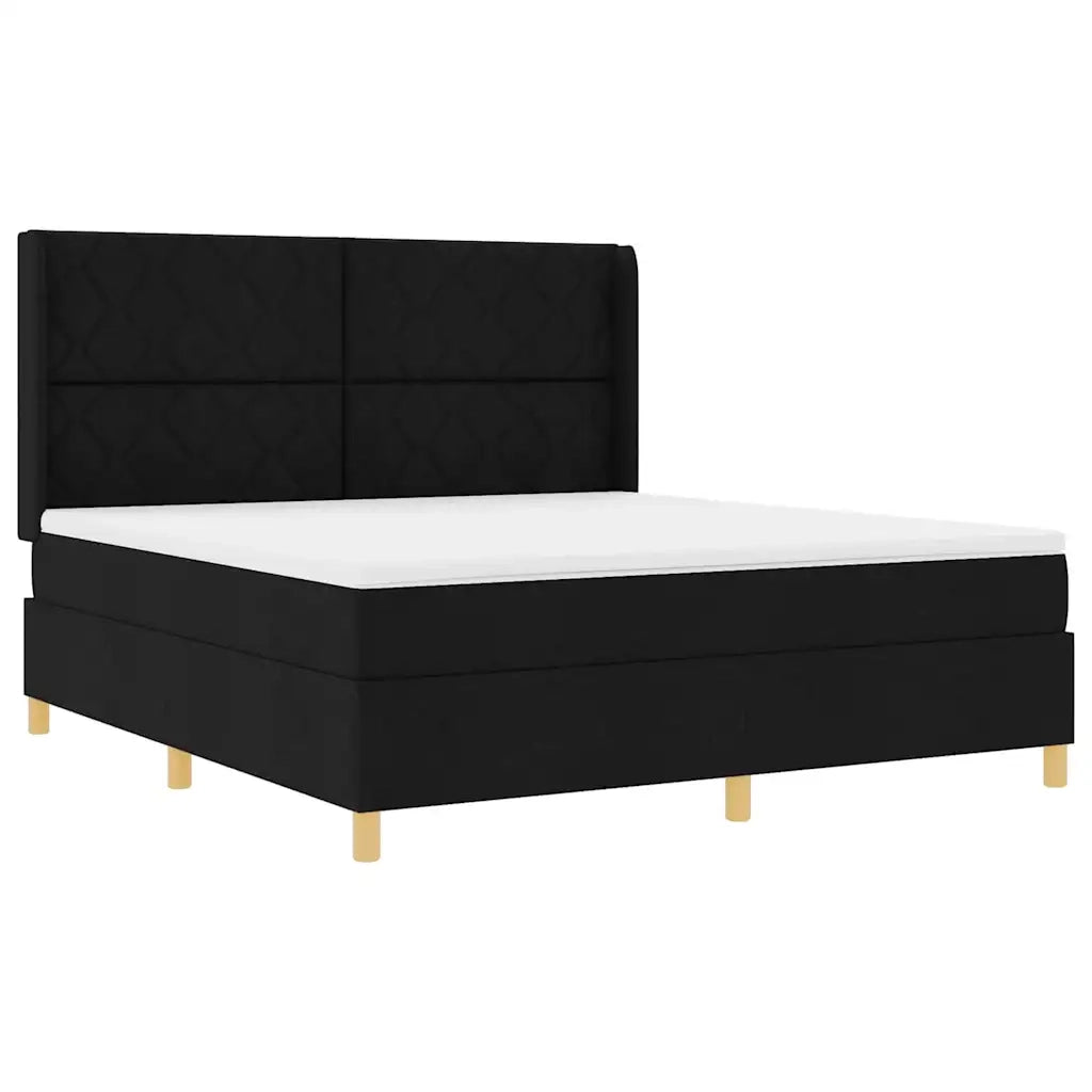 Letto a molle con materasso Nero 180 x 200 cm Tessuto 3343772