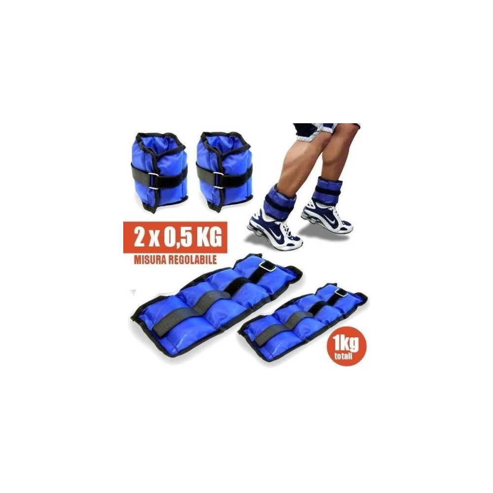 Trade Shop - Pesi Caviglie Polsi Cavigliera Sport Arti Marziali Fitness Cavigliere Peso 1 Kg -