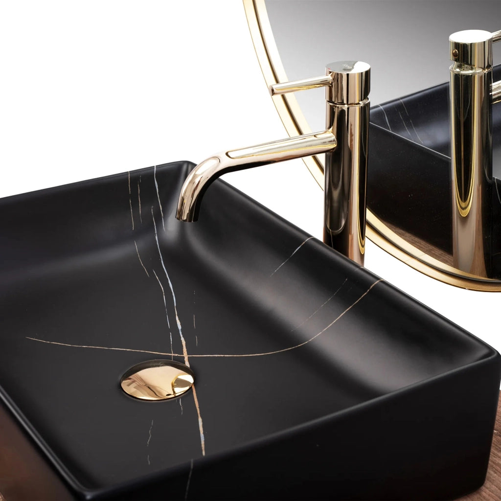Lavabo Da Appoggio Rea Inga Black Marble Mat