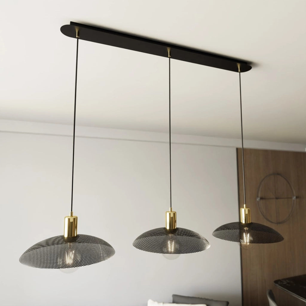 Lampada a sospensione SPIRIT a tre luci in acciaio nero opaco