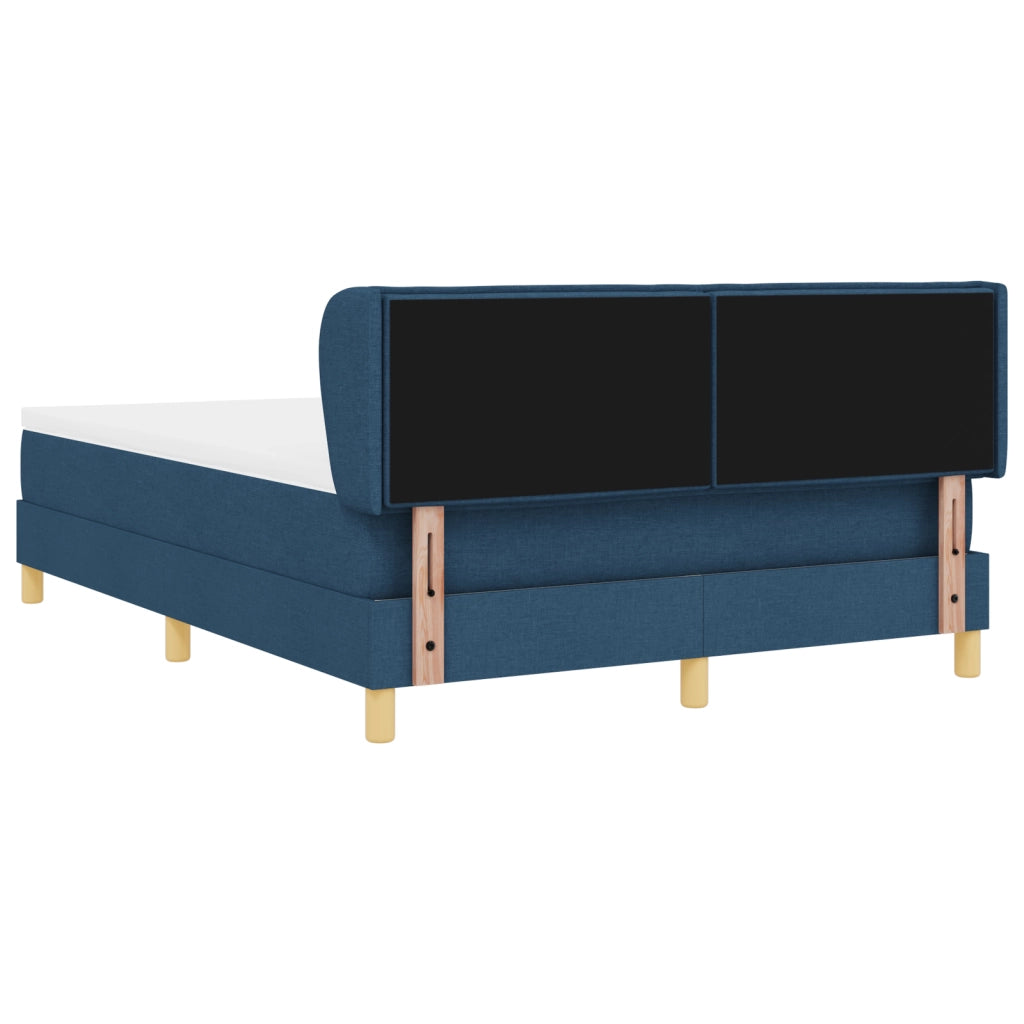 Letto Box Spring con Materasso Blu, 140x190 cm, Tessuto