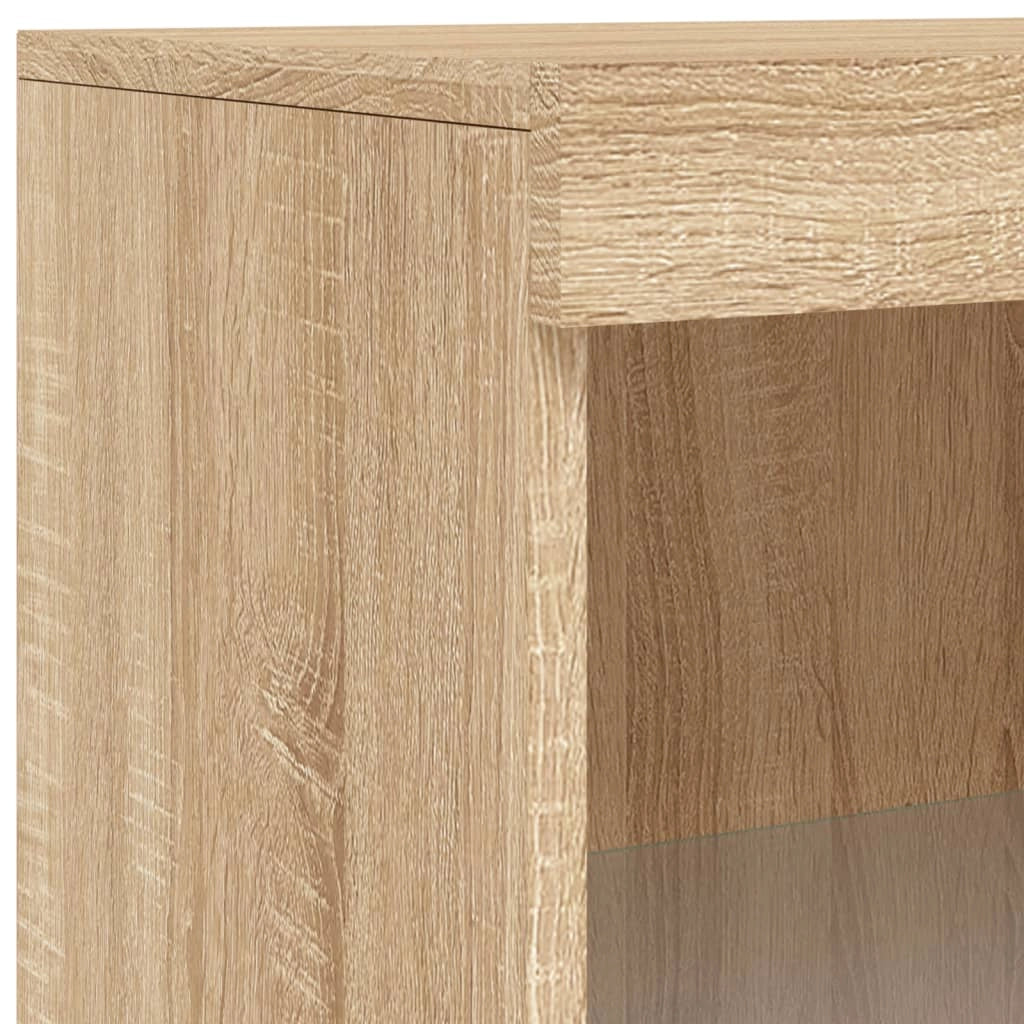 Buffet credenza cassettiera armadio mobile contenitore organizer per cucina soggiorno salotto con luci LED Sonoma 60,5 x 37 x 100 cm marrone 02_0029963