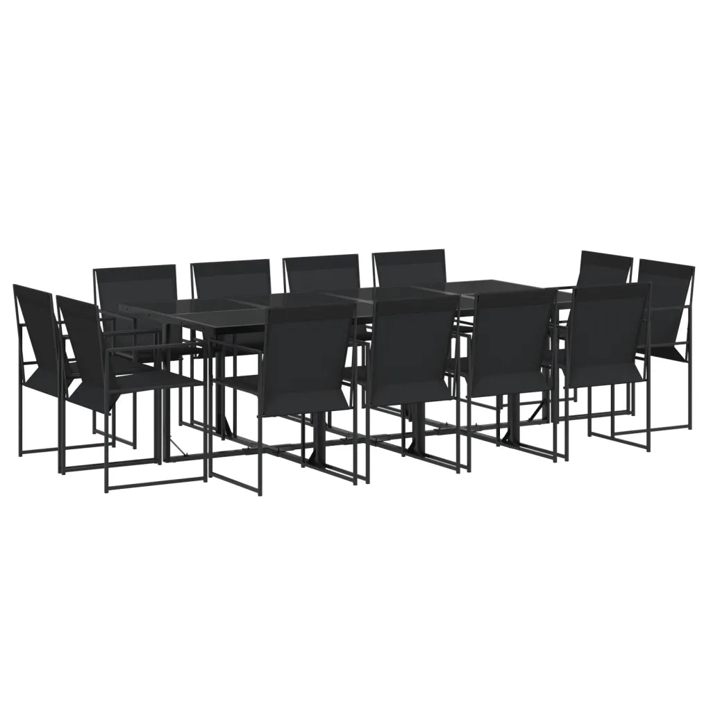 Set da Pranzo da Giardino 13 pz Nero in Textilene