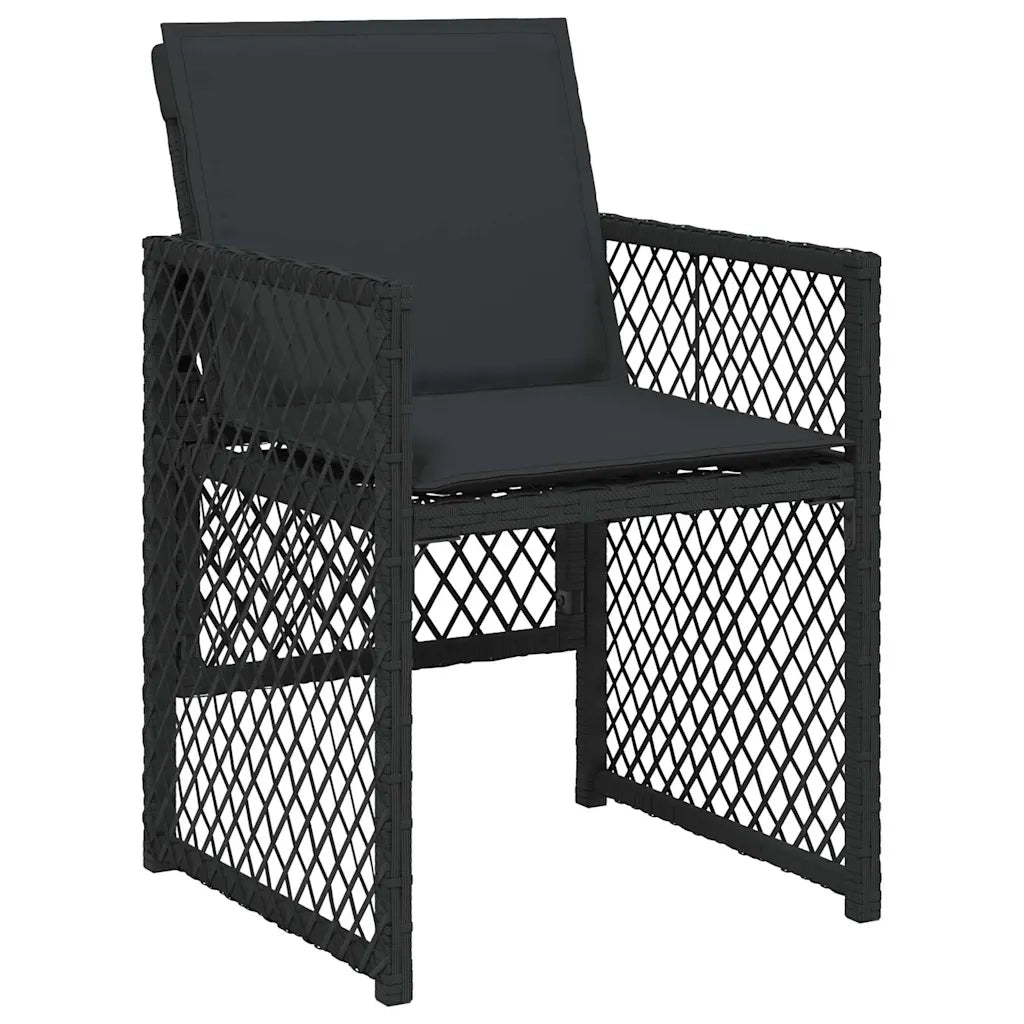 Set da Pranzo da Giardino 5 pz | Set Salotto da Giardino Nero con Cuscini in Polyrattan