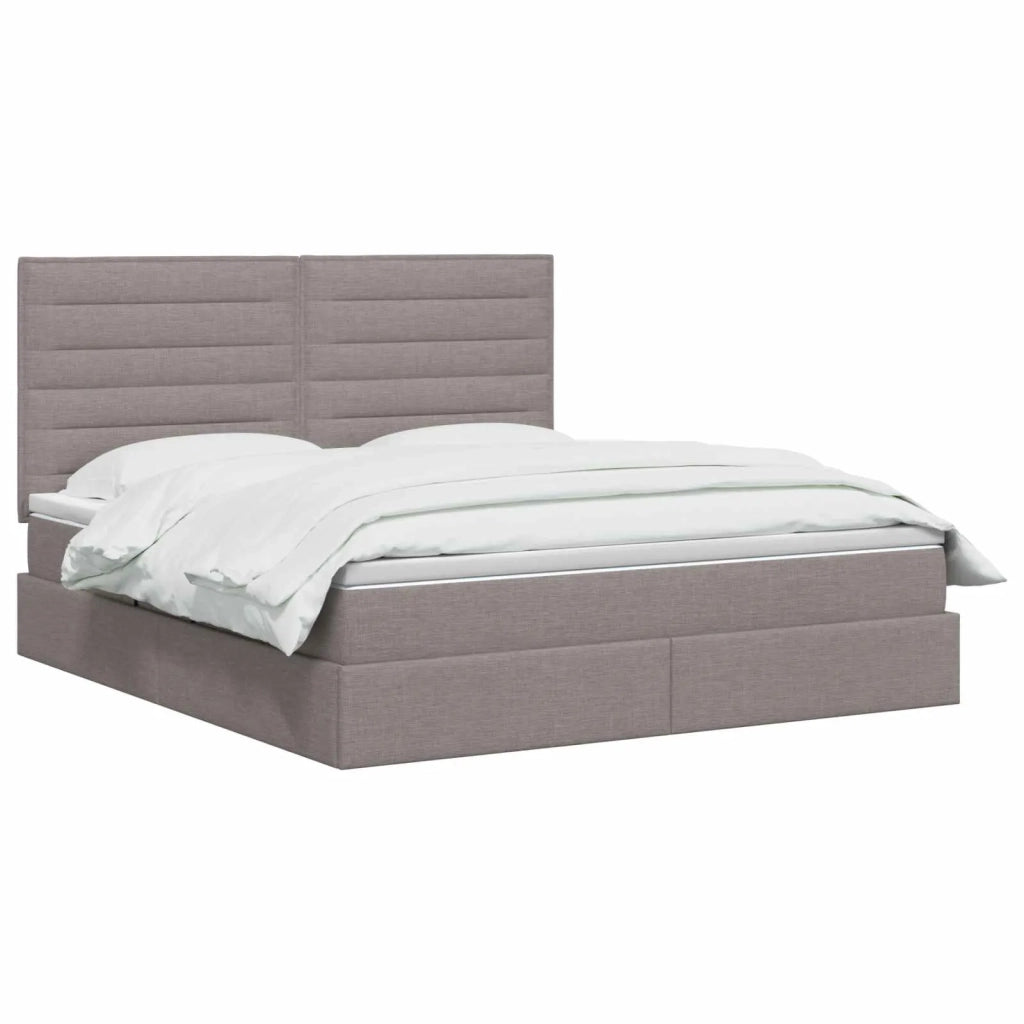 Letto con contenitore e materasso Tortora 140 x 200 cm Tessuto 3459447