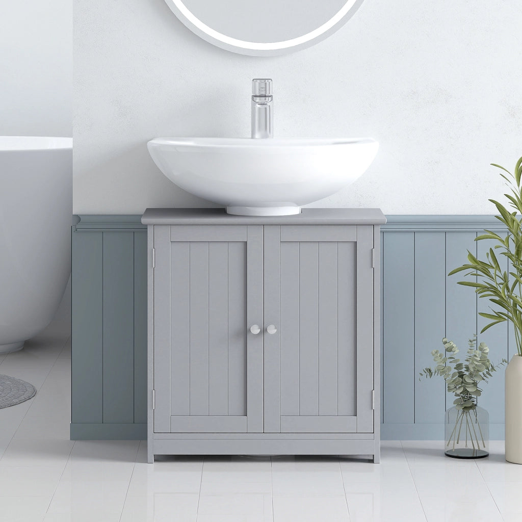 Mobiletto sottolavabo con 2 ante e ripiano ¨C zephmum ¨C legno grigio 60x30x60 cm