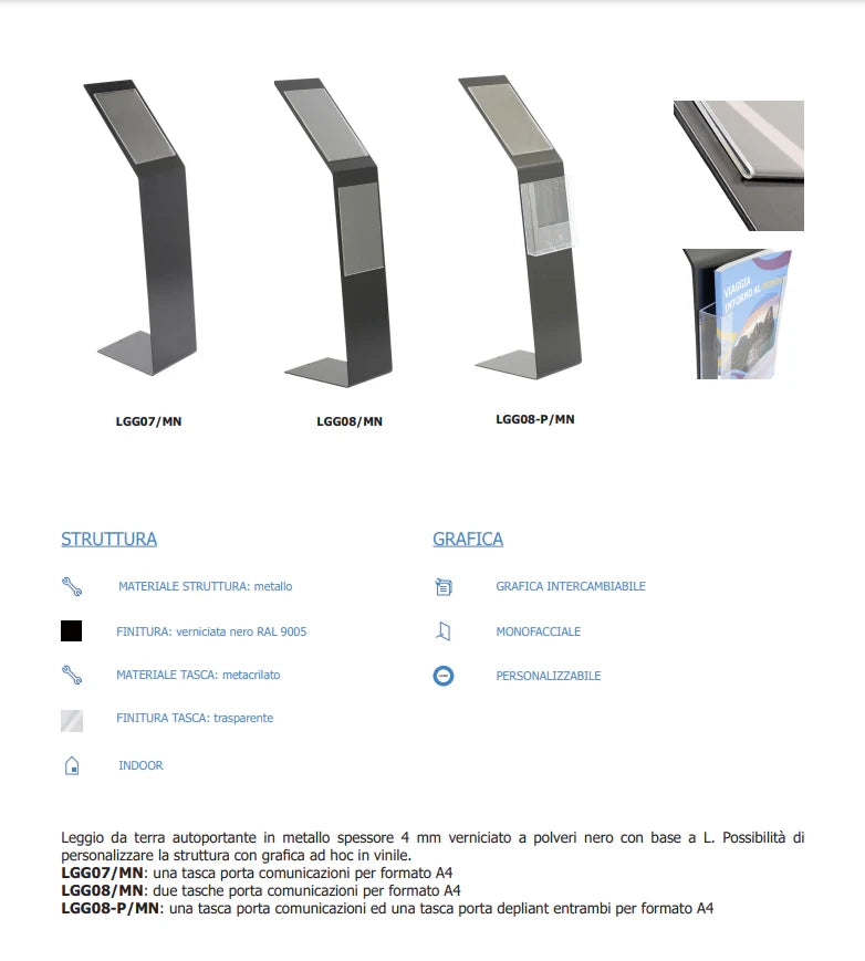 Leggio in metallo verniciato nero - Personalizzato