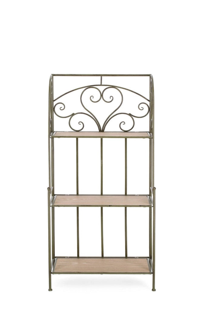 Scaffale 3 Ripiani 60x28x127 cm in Acciaio Guenda Verde Scuro