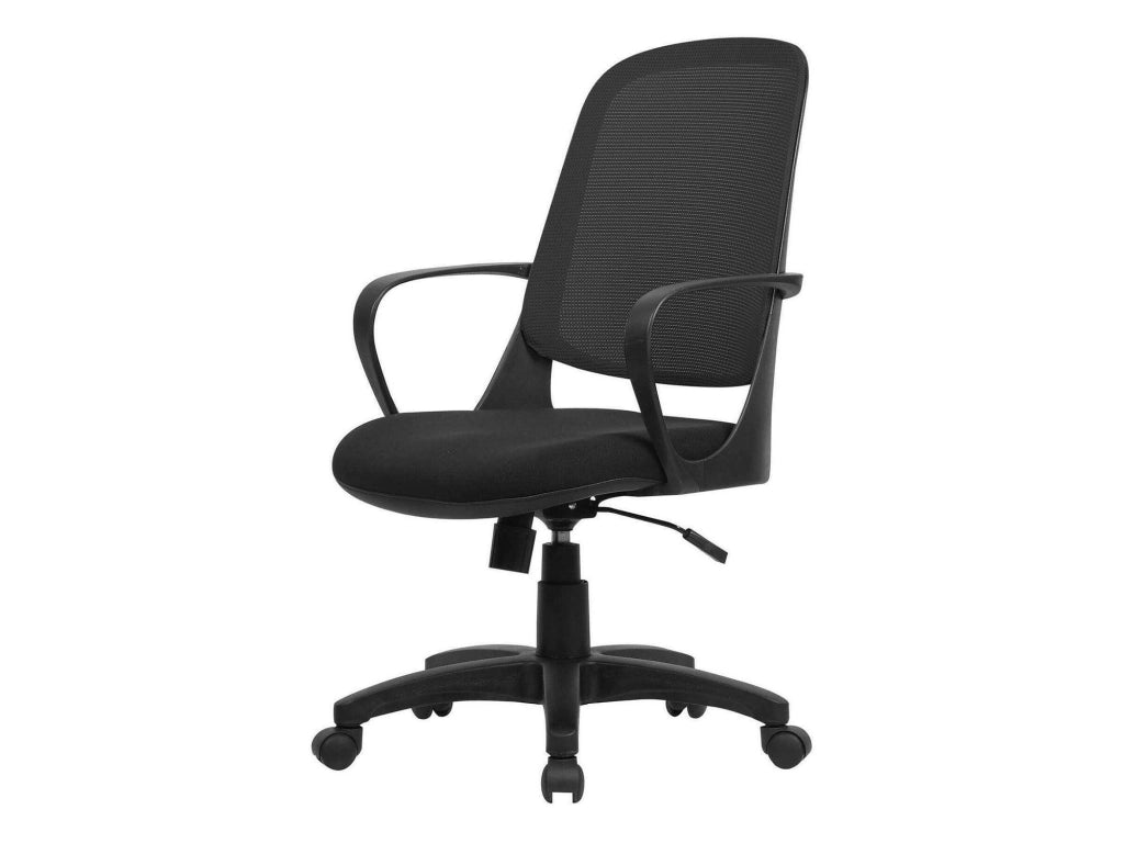 Sedia da ufficio Arcola, Poltrona operativa a rete con braccioli, Seduta ergonomica da ufficio, 61x60h99/108 cm, Nero