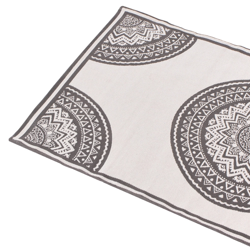 Tappeto per interni e per esterni con motivo orientale 80 x 150 cm Grigio e beige moderno balcone patio