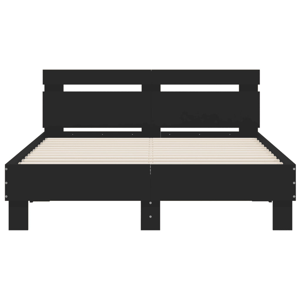 Giroletto con Testiera-Struttura Letto con testiera Nero 120x200 cm in Legno Multistrato
