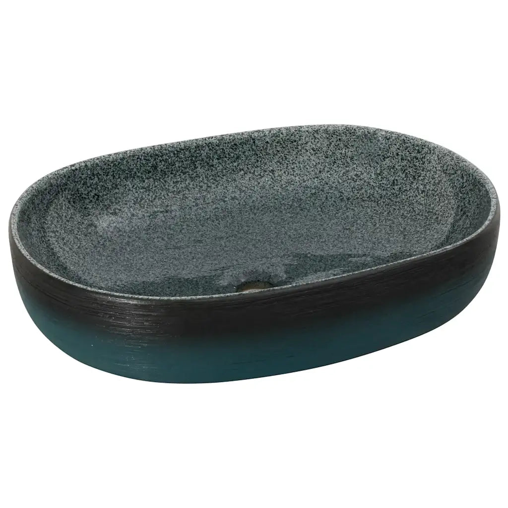 Lavabo da Appoggio-Lavandino-Lavello Turchese Ovale 59x40x14 cm Ceramica