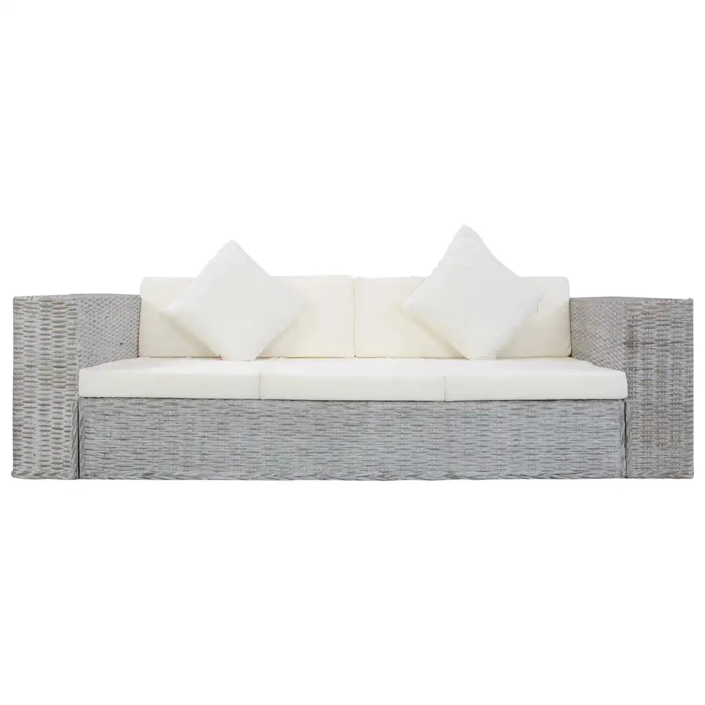 Set di Divani 2 pz con Cuscini Grigio in Rattan Naturale cod mxl 19131