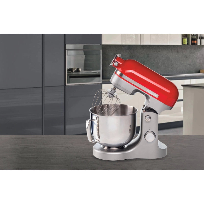 Impastatrice Planetaria Moderna - 1600W - 5,5L - 11 Velocità - 3 Accessori - Rosso