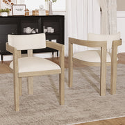 Sedie da Pranzo in Legno Massello ¨C MINIMAL ¨C Tessuto Lino, Naturale, Stile Moderno