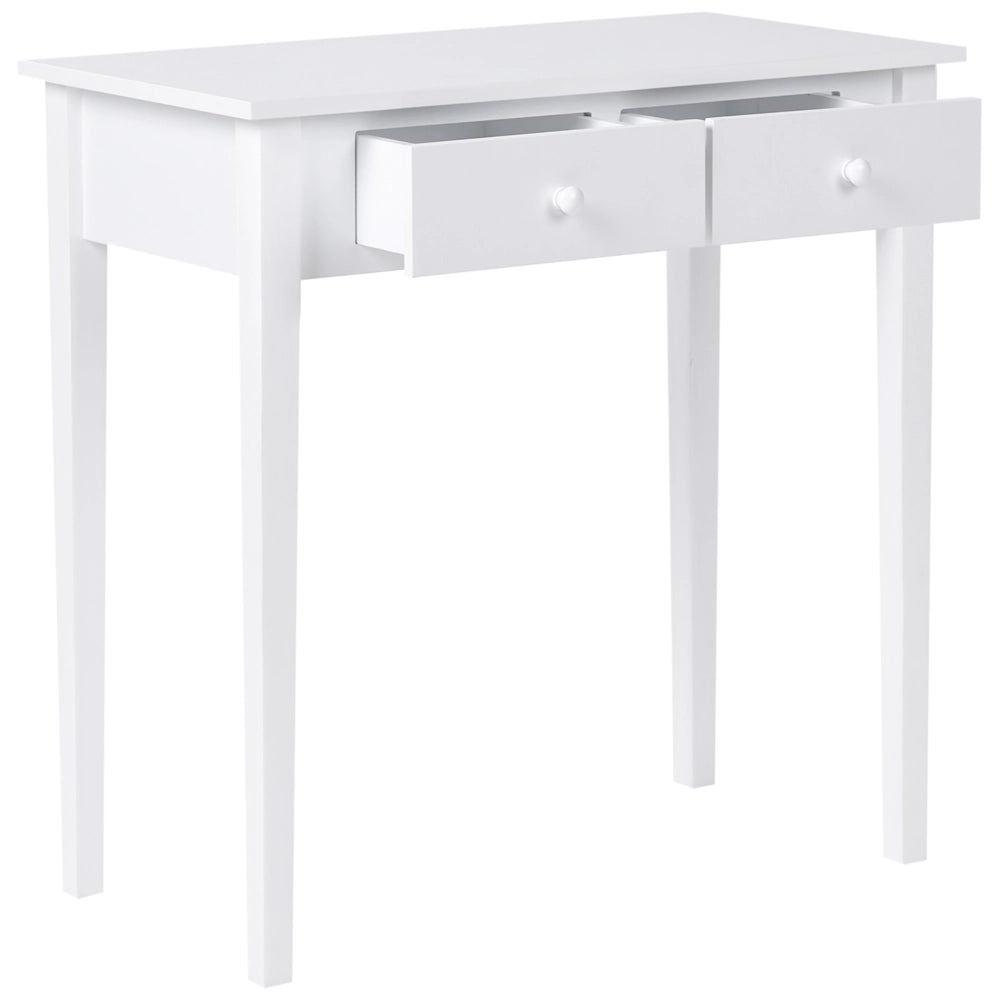Consolle bianca con gambe in legno MDF 75 x 40 cm con cassetti Arredamento per ingresso soggiorno e camera dei bambini
