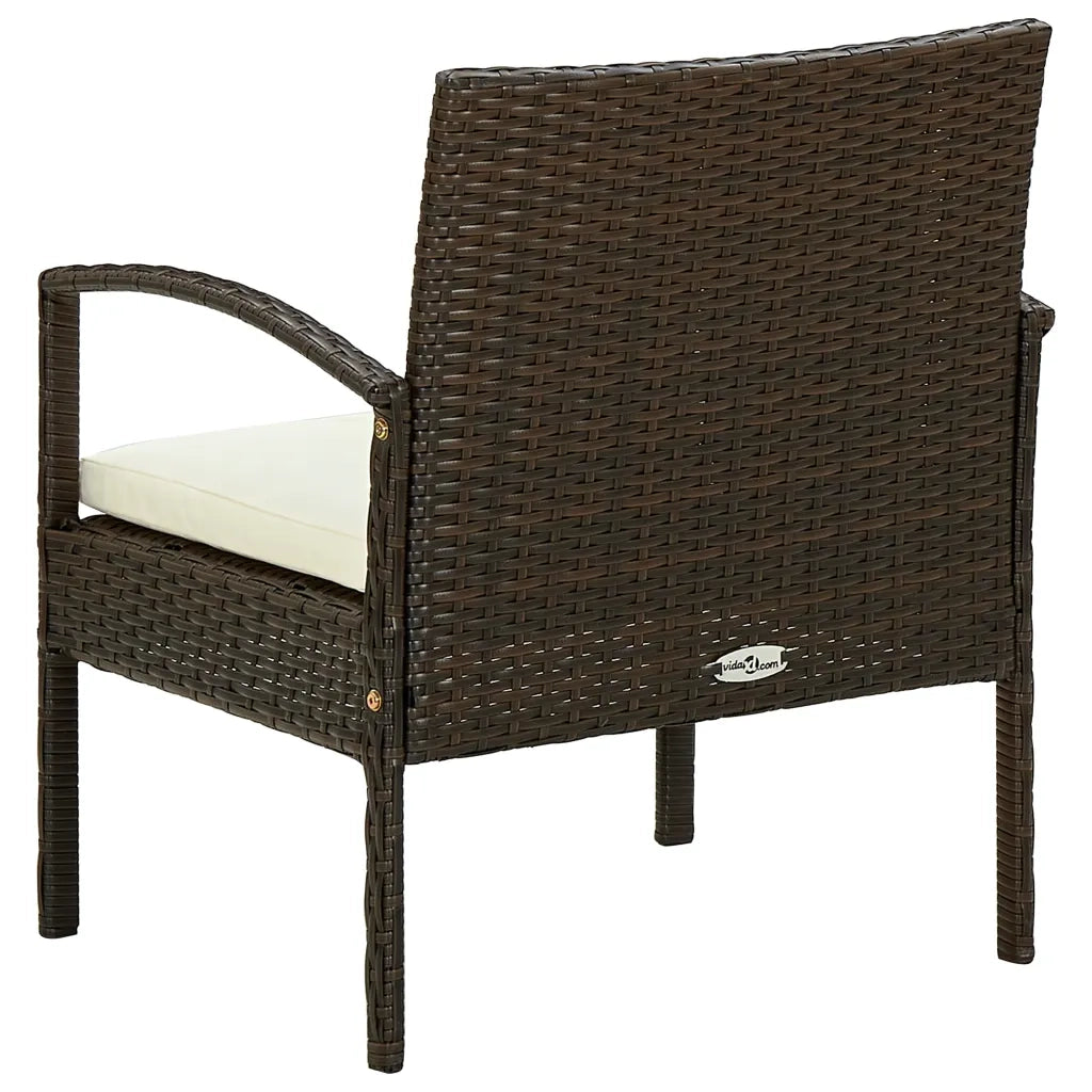 Sedia da Giardino con Cuscino in Polyrattan Marrone 45794