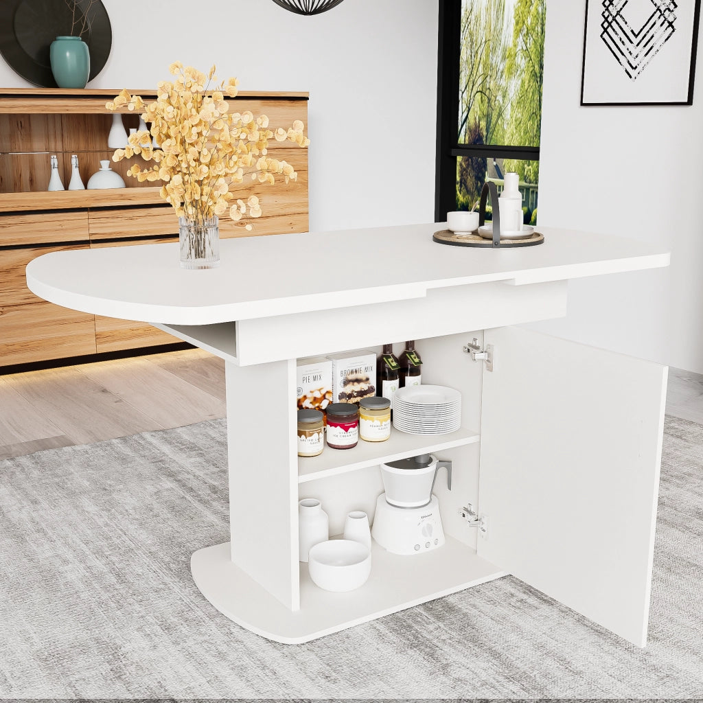 Tavolo da Pranzo Ovale Allungabile ¨C MINIMAL ¨C Bianco, 110/130x70x75 cm