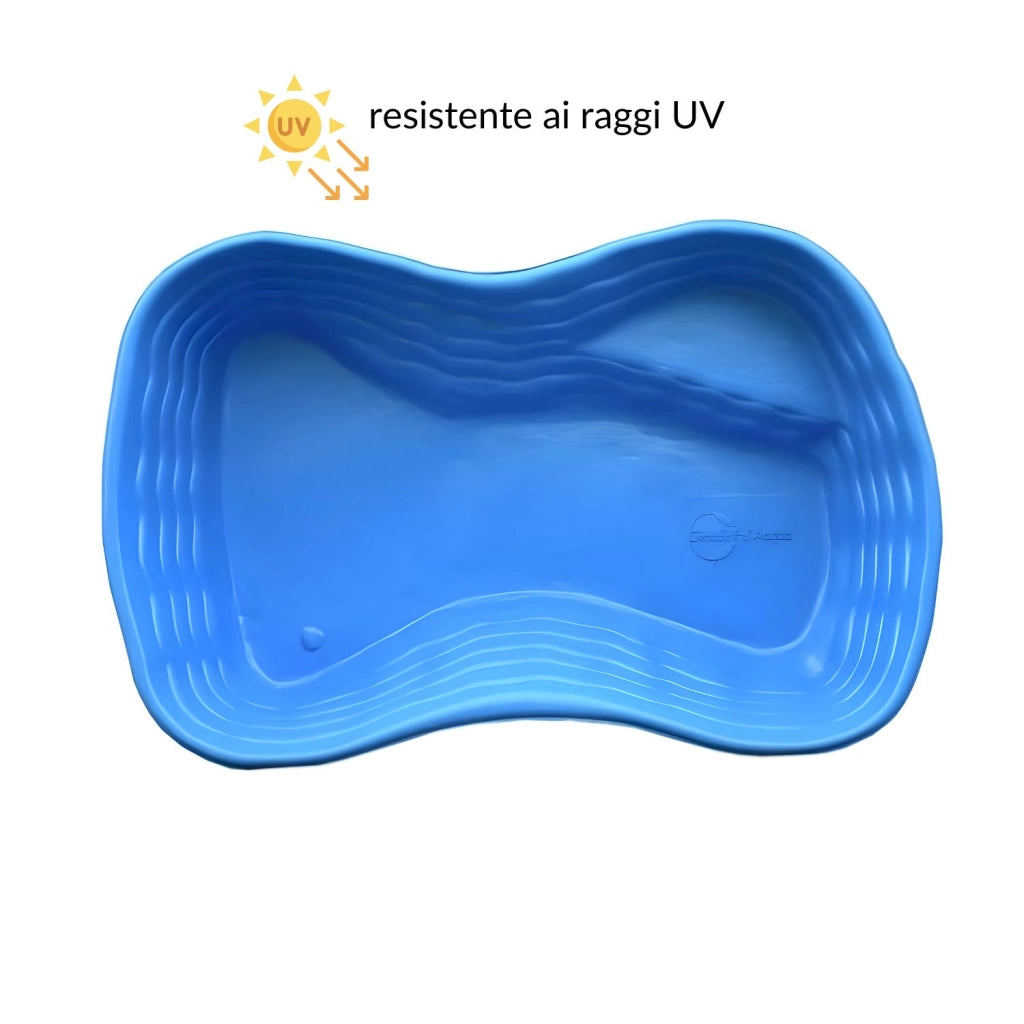 Laghetto da giardino bolsena azzurro e pompa crystal uvc 9 watt