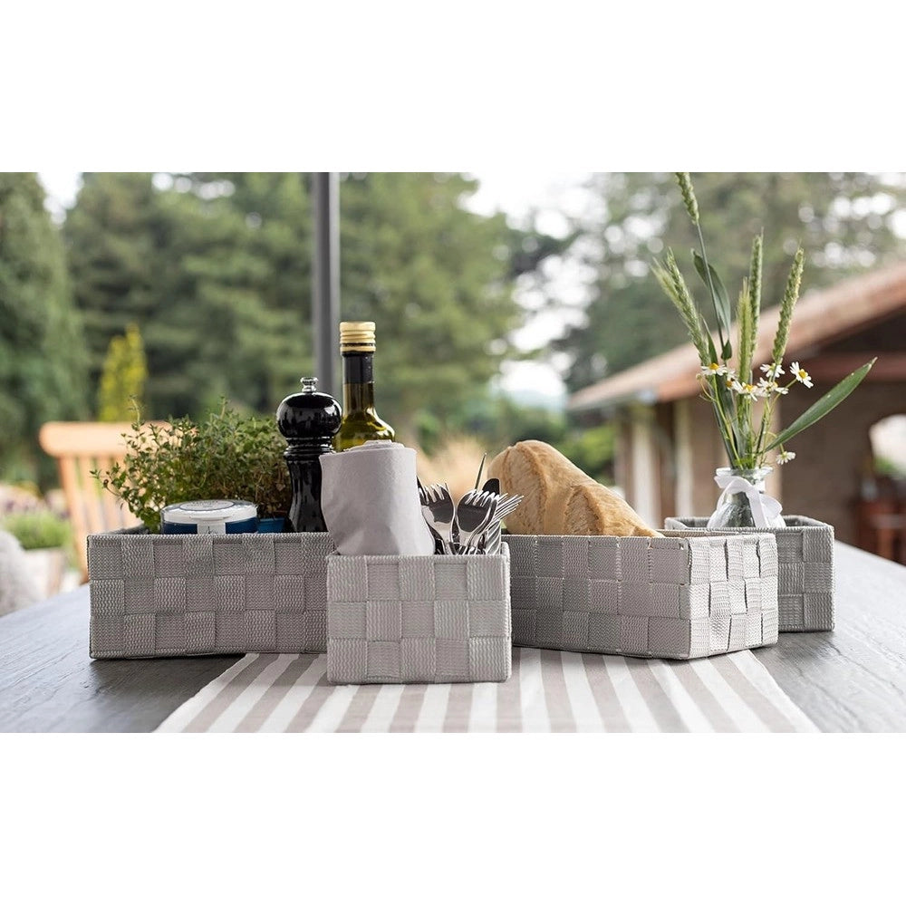 Trade Shop - Set 4pz Contenitori Grigio Chiaro Scatola In Tessuto Organizer Portaoggetti 79060 -