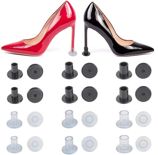 Hakbeschermatori in Alta Coda - 12 Paia - 3 Misure - Trasparente/Nero - Protezione per Tacco a Spillo - Protezione per Scarpe - Ideali per Matrimoni/Feste