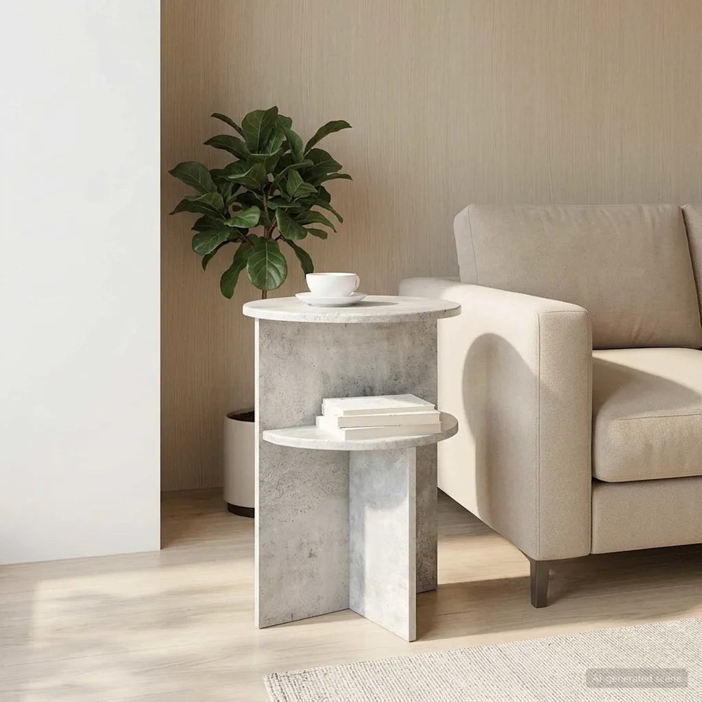 Tavolo laterale con archiviazione Grigio Cemento Ø 39,5 x 55 cm 8001022
