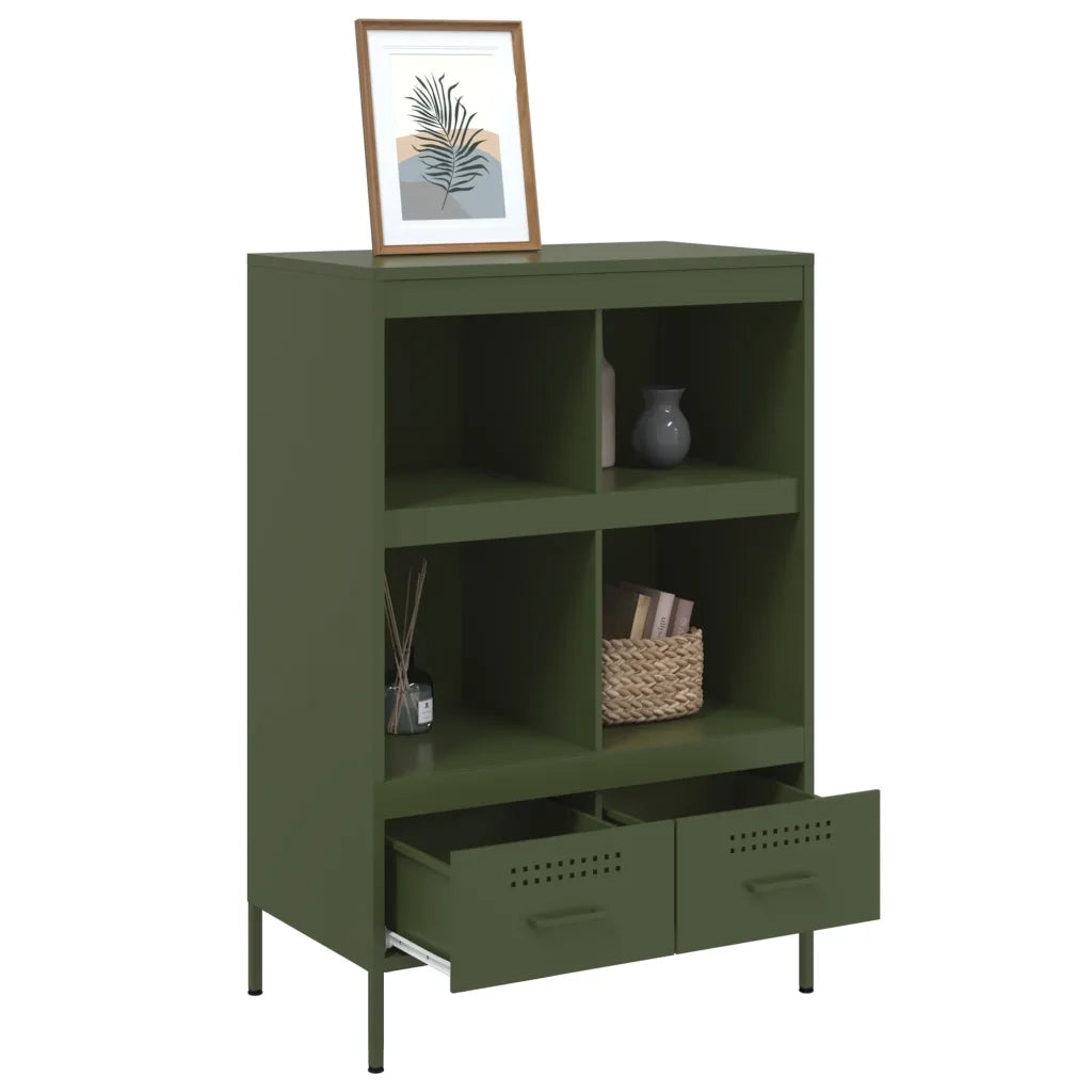 Credenza | Madia | Buffet da pranzo | Armadio da pranzo Verde Oliva 68x39x101,5 cm in Acciaio