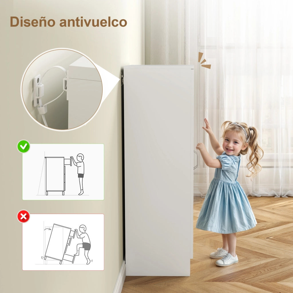 Scarpiera con 2 Ante 6 Ripiani Ajustabili ¨C Zephmum ¨C 55x35x108 cm Bianco