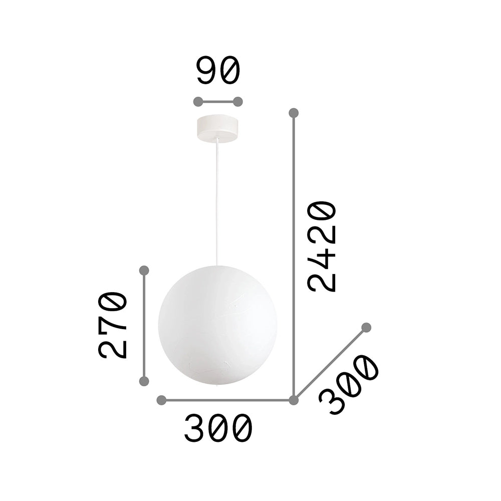 Sospensione Moderna Carta Metallo Bianco 1 Luce E27 D30Cm