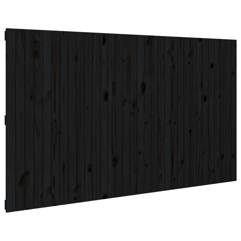 Testiera | Testata da Parete Nera 204x3x110 cm in Legno Massello di Pino