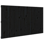 Testiera | Testata da Parete Nera 204x3x110 cm in Legno Massello di Pino