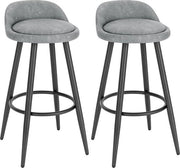 Set di Sedili a Bar con Schienale per Cucina - Set di 2 - Grigio - Con Schienale - Sedili Bar Ergonomici - Altezza del Sedile 69cm