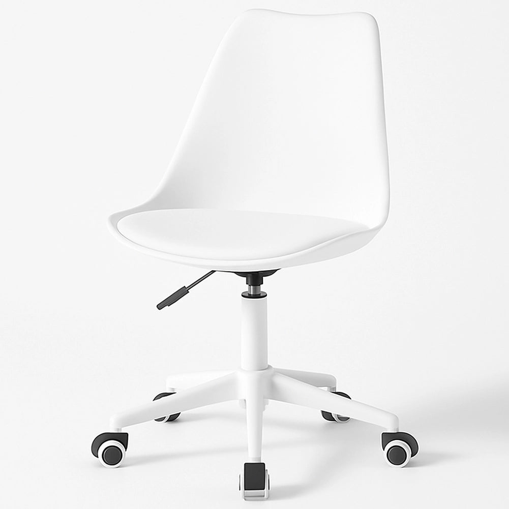 Sedia da Ufficio Poltrona da Studio Girevole Ergonomica con Ruote in PP e Schiuma Bianco