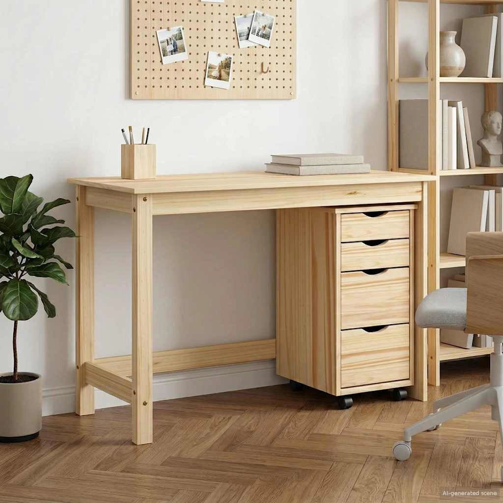 Set scrivania e mobiletto su ruote MOSS 2 pz Marrone 3438794