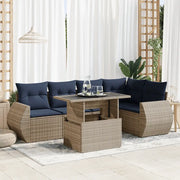 Set Divano da Giardino 6pz con Cuscini Grigio Polyrattan Acacia 3326642