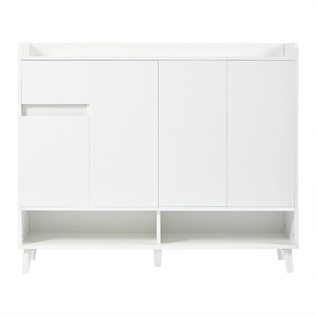 Credenza moderna bianca con 4 ante e 1 cassetto, ripiano regolabile, 120x35x99 cm