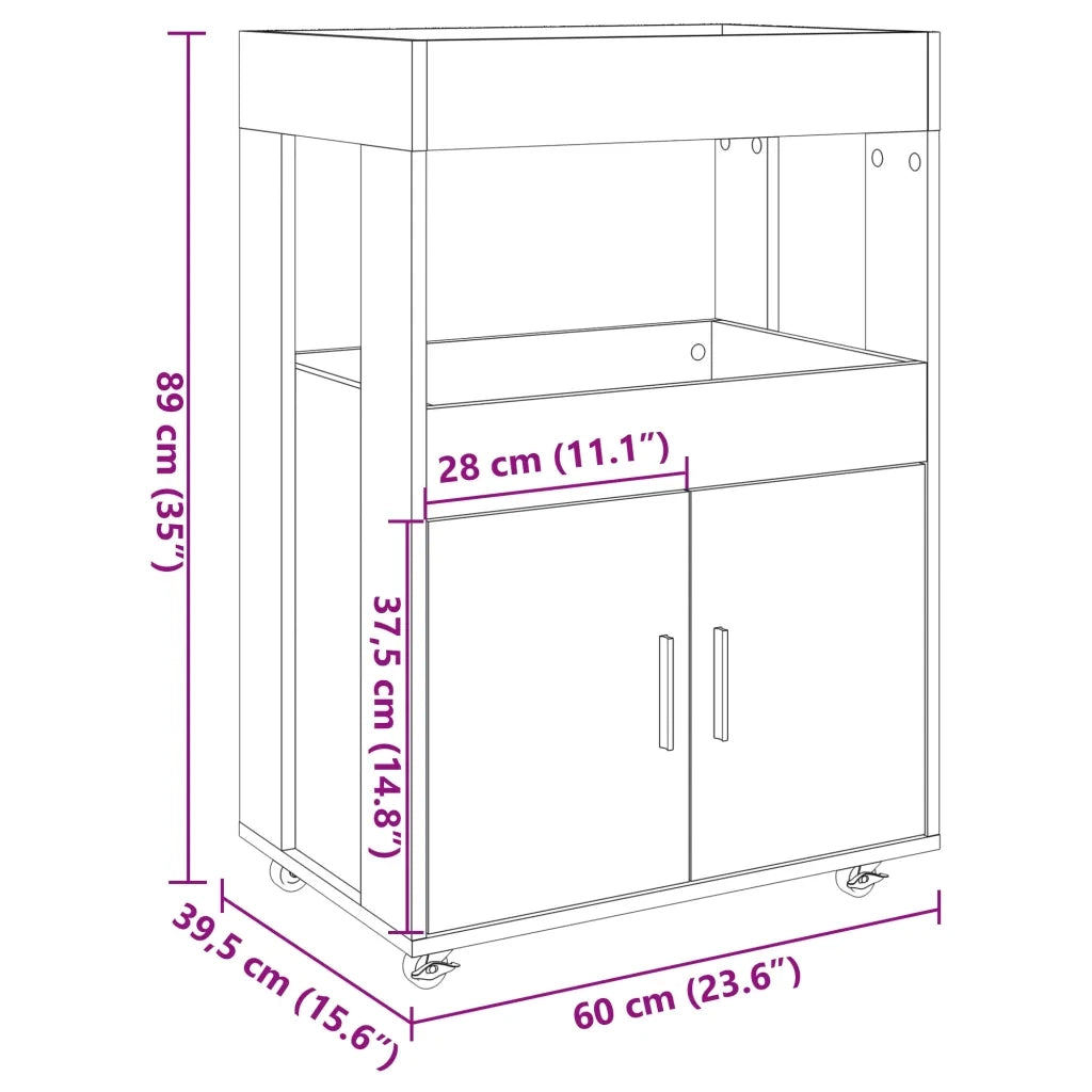 Carrello Bar Grigio Sonoma 60x39,5x89 cm in Legno Multistrato 848274