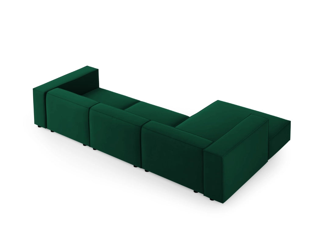 Cosmopolitan Design - Divano angolare sinistro "Arendal" 4 posti in velluto verde bottiglia 