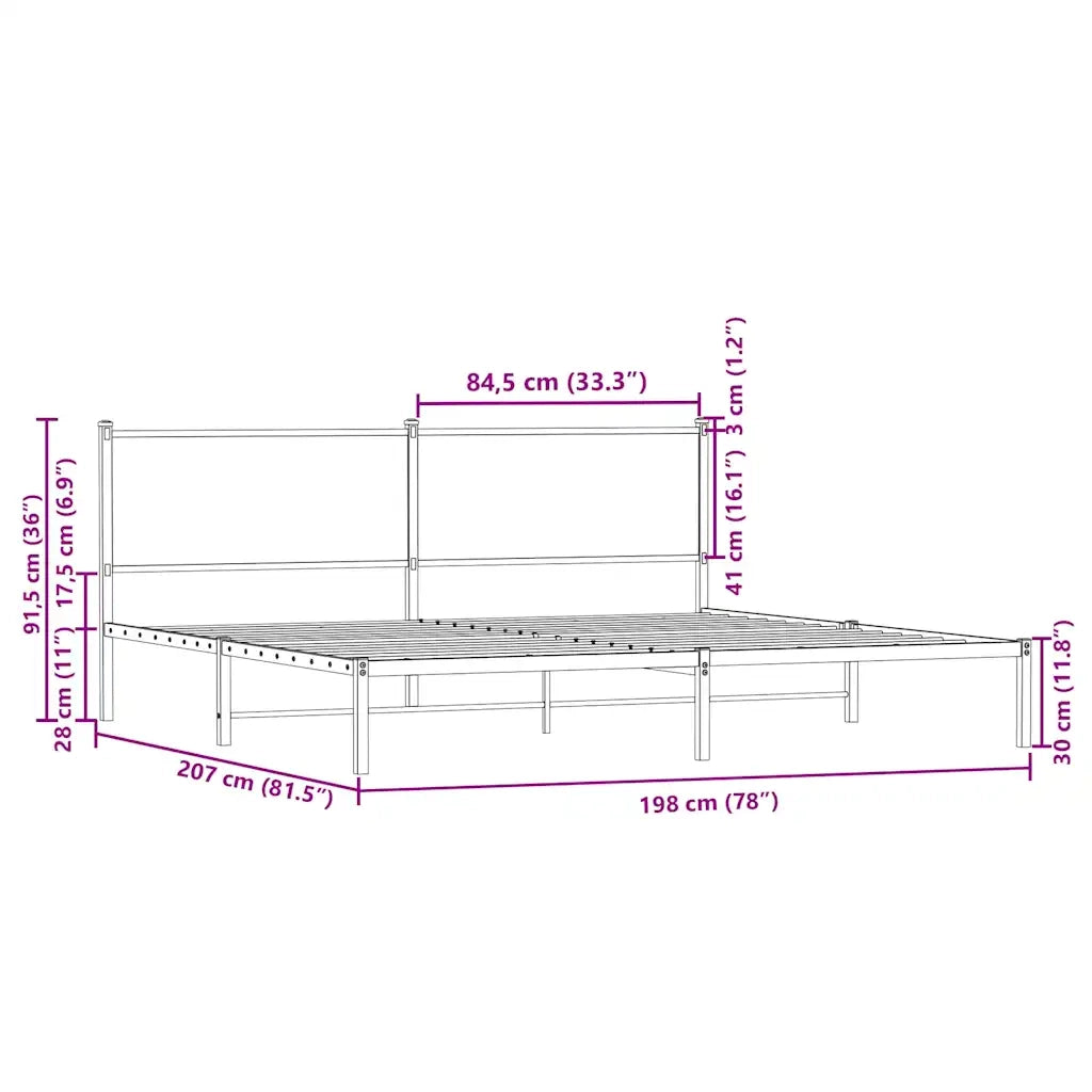 Giroletto senza Materaso in Metallo Rovere Sonoma 193x203 cm 4007722
