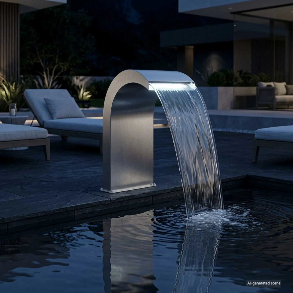 Cascata da Piscina con Luce LED Acciaio Inox 304 42040589