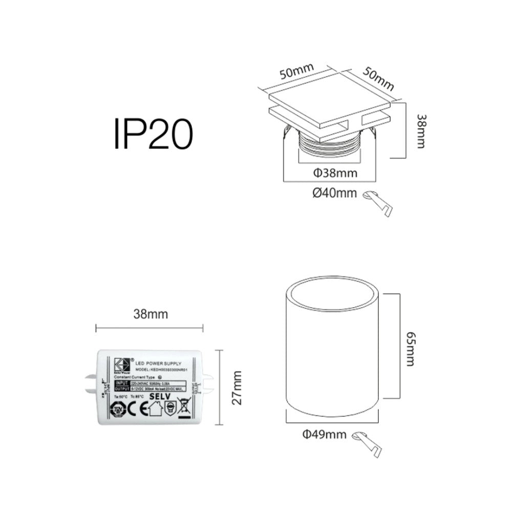 Port - Luce da incasso segnapasso LED Beneito & Faure - 4W, Luce calda 3000K, 120° - Applique da incasso Quadrata Bianca